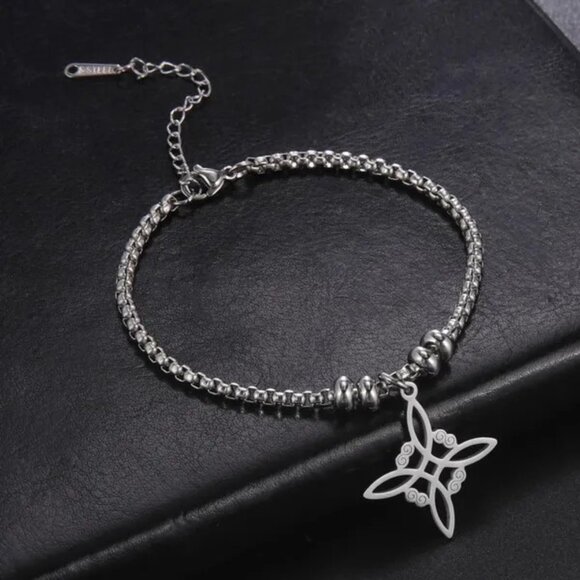 Silver Stainless Steel Witch Celtic Viking Cross Knot Fashion Bracelet NWOT - Picture 10 of 13